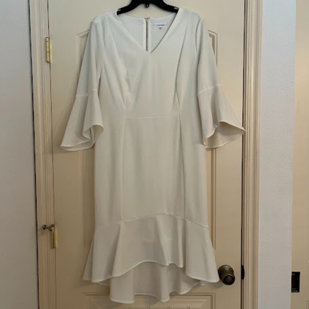 Calvin Klein High-Low Flounce Sheath Dress